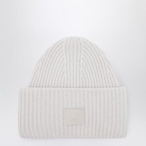 Acne Studios Light Grey Large Face Logo Beanie - Yak Women